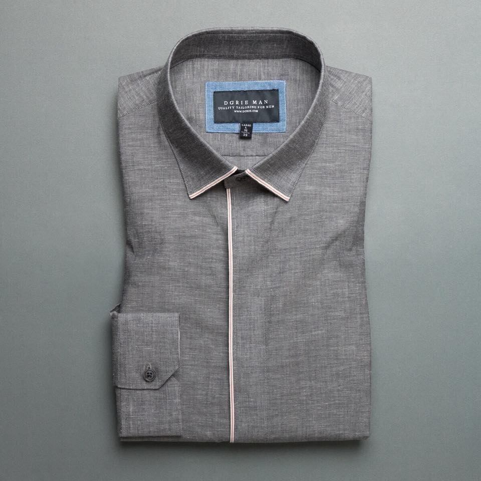 dgrie man selvedge shirt dark gray slim collar dgrie