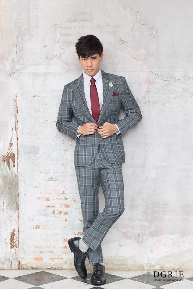 dgrie dark gray windowpane check wool suit dgrie