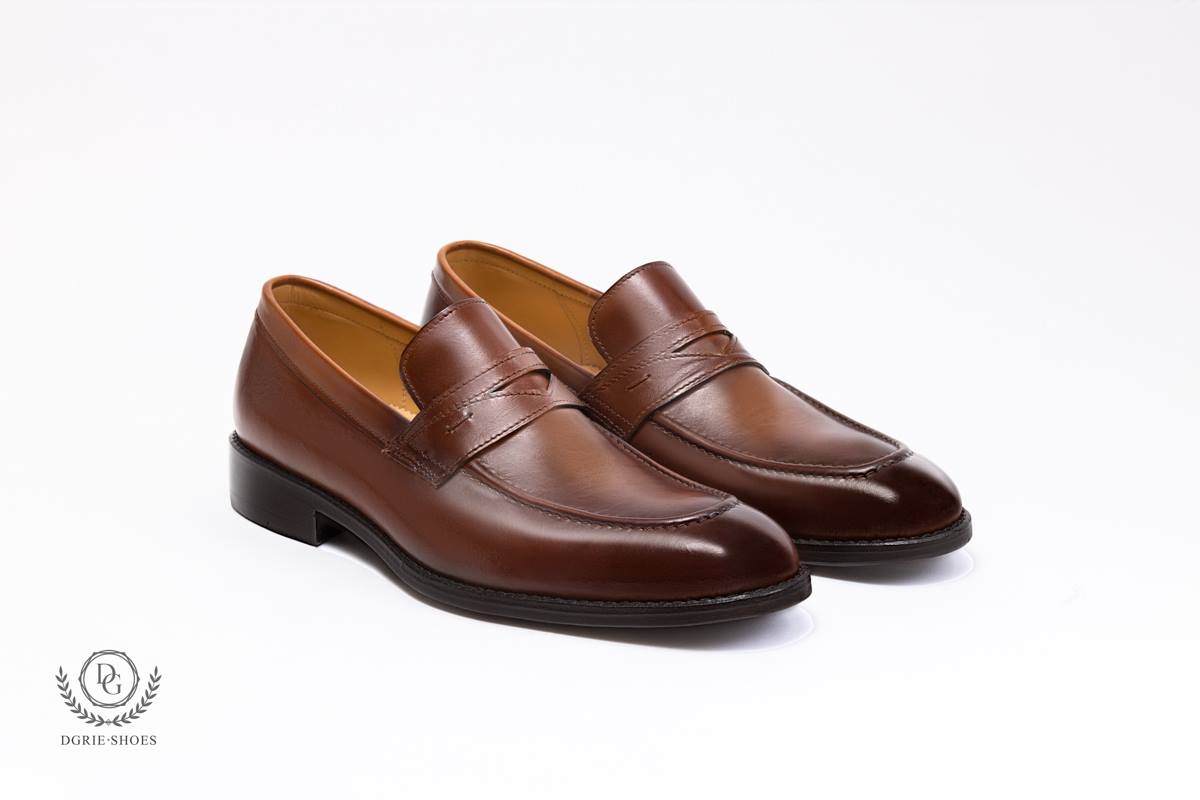 dgrie mens cognac elegant penny loafers shoes dgrie 1