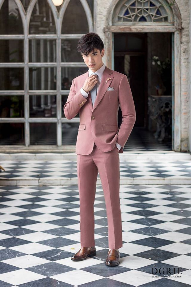 dgrie new soft pink flamingo slim fit vintage notch lapel wedding wool suit dgrie 1