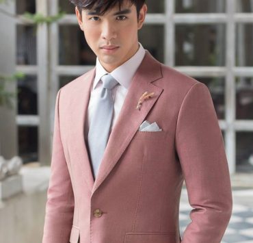 dgrie new soft pink flamingo slim fit vintage notch lapel wedding wool suit dgrie