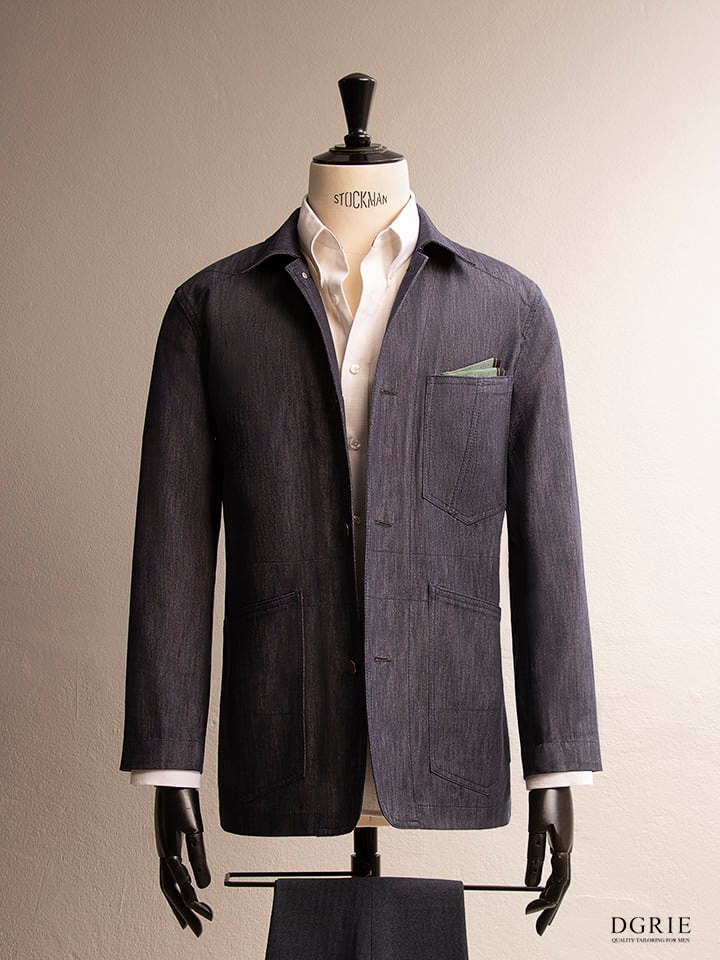 dgrie denim fitted blazer spacial japanese fabric casual design dgrie