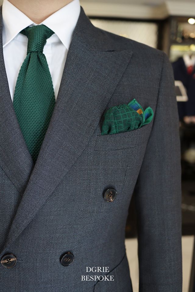 dgrie grey checked double breasted suits green set dgrie 4