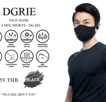 DGRIE MASK V.4 BLACK SPORTS: หน้ากากผ้ากันน้ำ ออกกำลังกาย 15 dgrie mix sports face mask protective smart dgrie 2