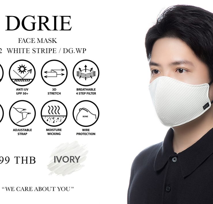 DGRIE MASK V.2 WHITE STRIPE: หน้ากากผ้ากันน้ำ กันฝุ่น 19 dgrie no 2 white stripe water repellent anti pollution face mask dgrie