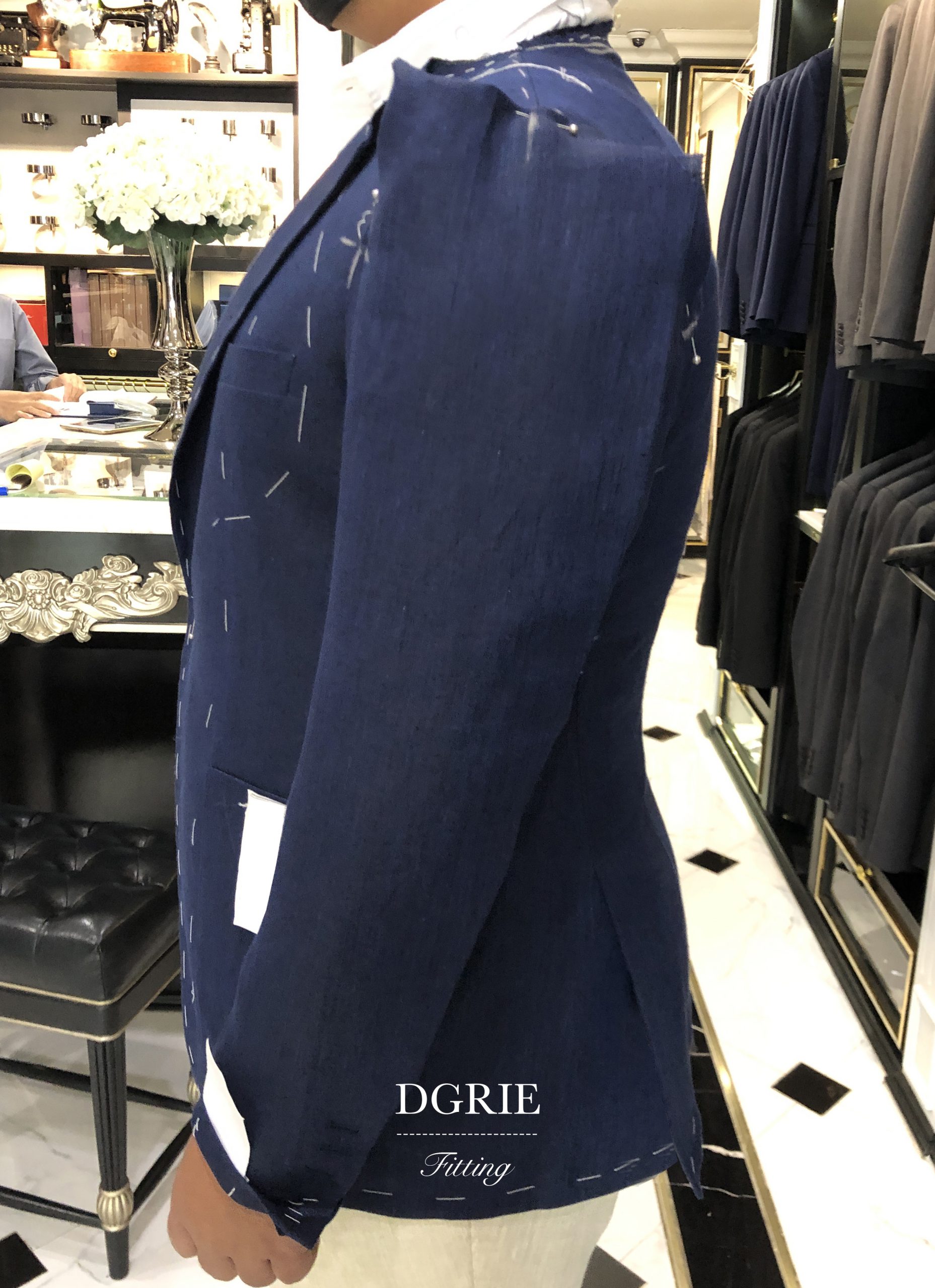 fitting navy linen jacket linen pant dgrie 3