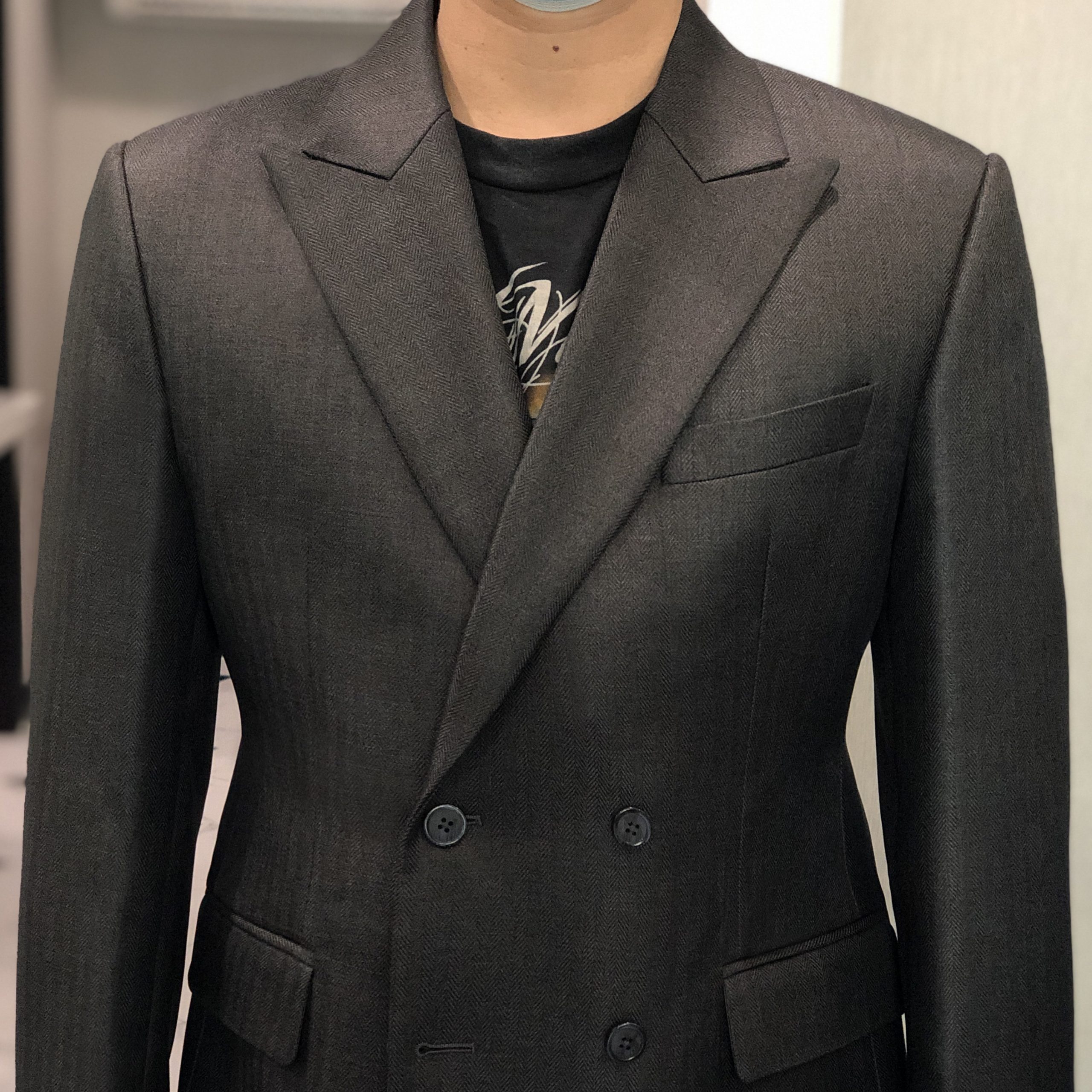 Herringbone Double Breasted Suit: ตัดสูทกระดุมสองแถวลายก้างปลา 1 herringbone double breasted suit dgrie 1