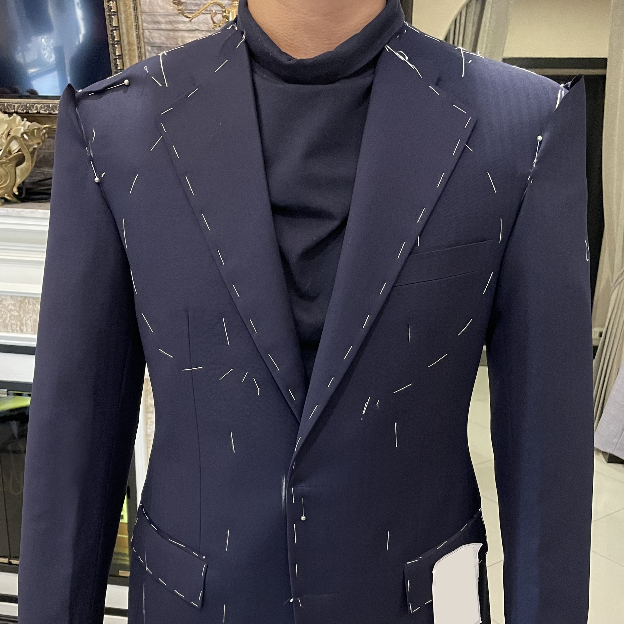 fitting dgrie navy herringbone suit dgrie