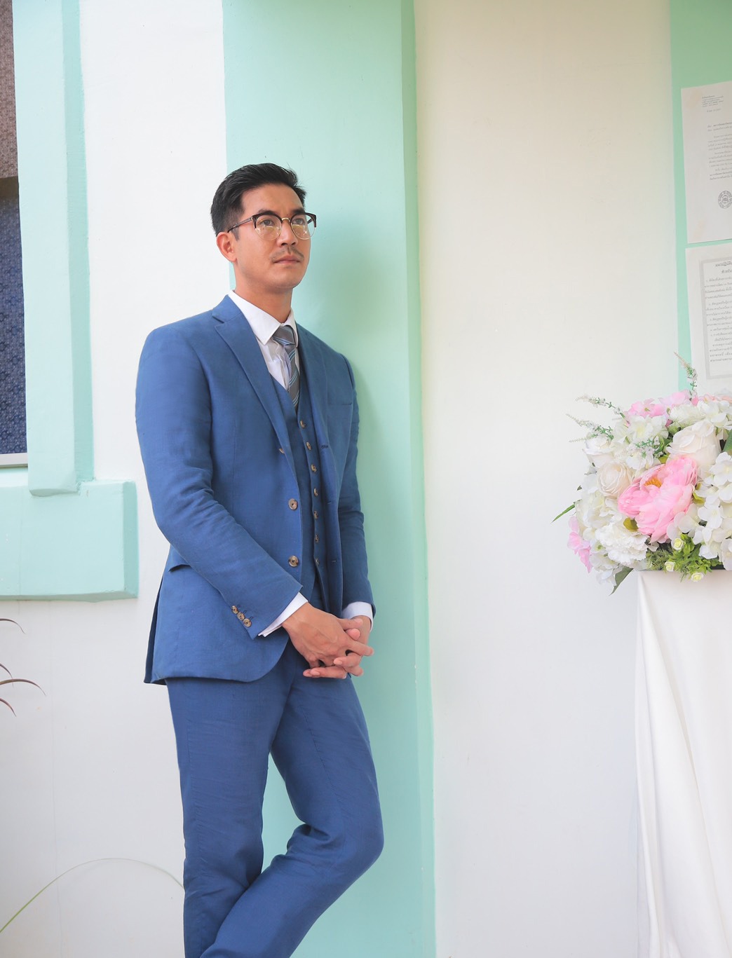 weir sukollawat dgrie navy blue linen suits dgrie