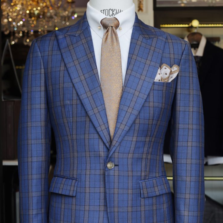 DGRIE: BLUE & GOLD PEAKED LAPEL SUIT: ตัดสูทลายตาราง 4 dgrie blue gold peaked lapel suit dgrie 8