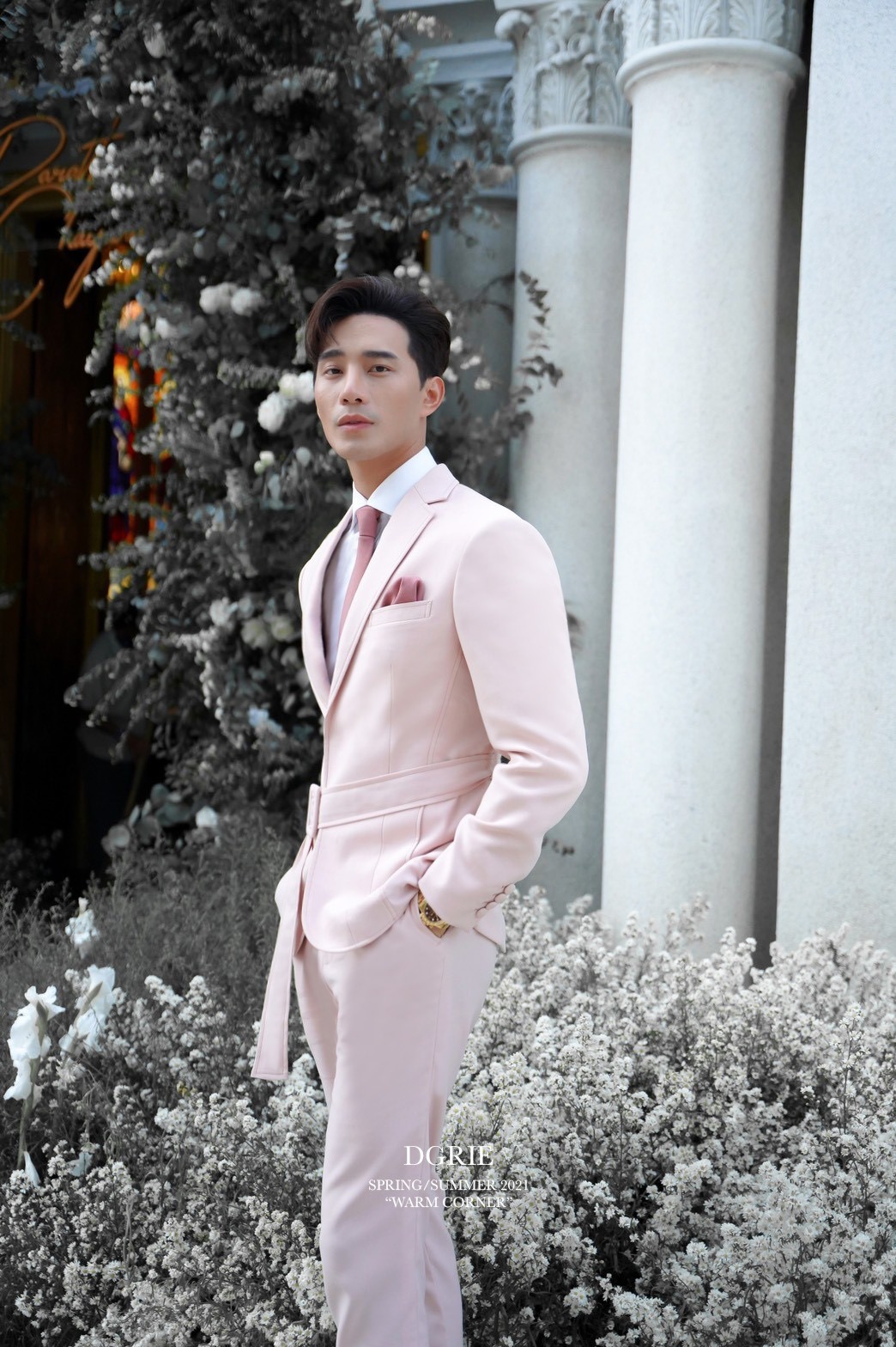 bie kpn kpn pearl pink slim fit suit dgrie 3