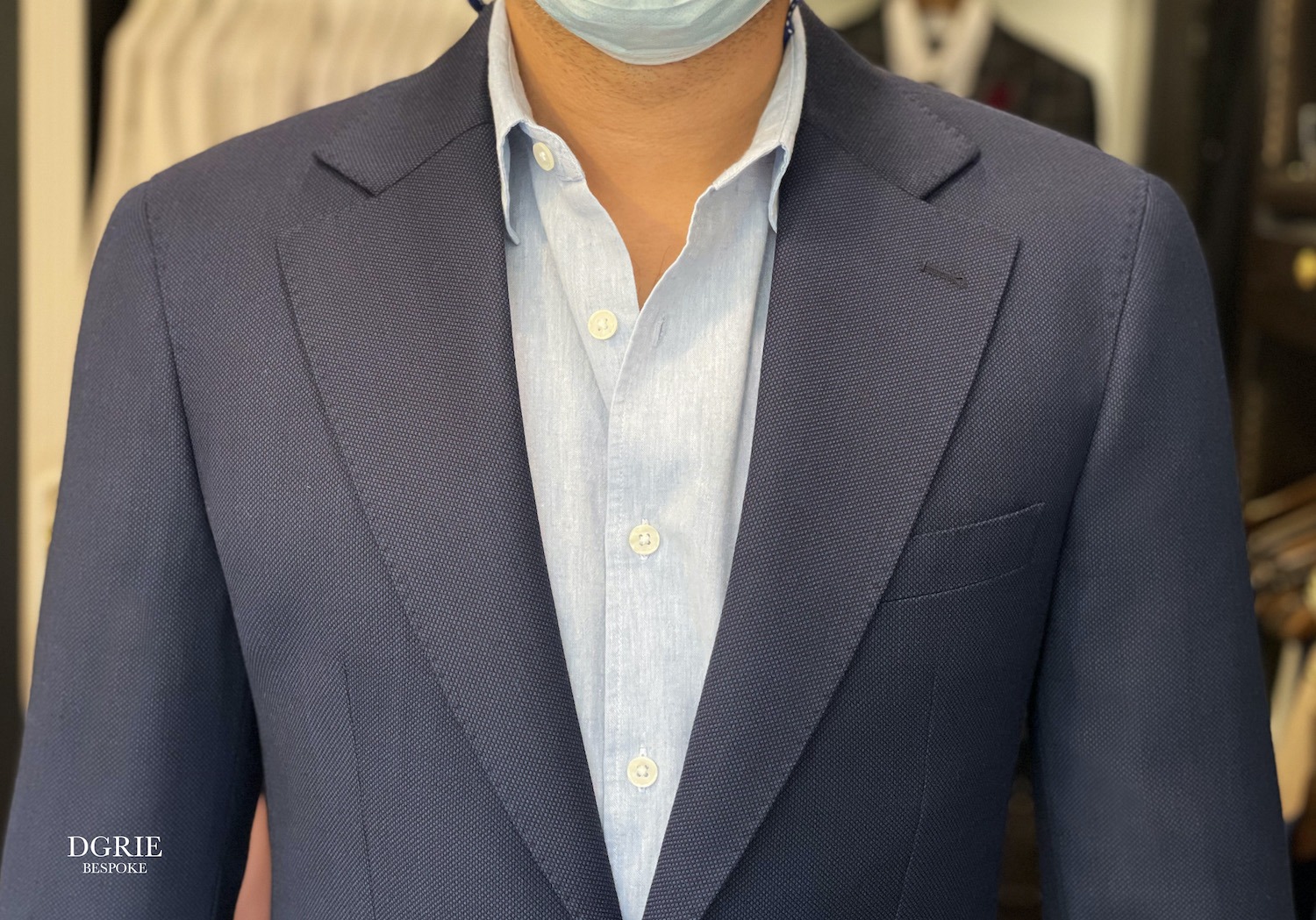 dgrie navy bird eyes pure wool dgrie