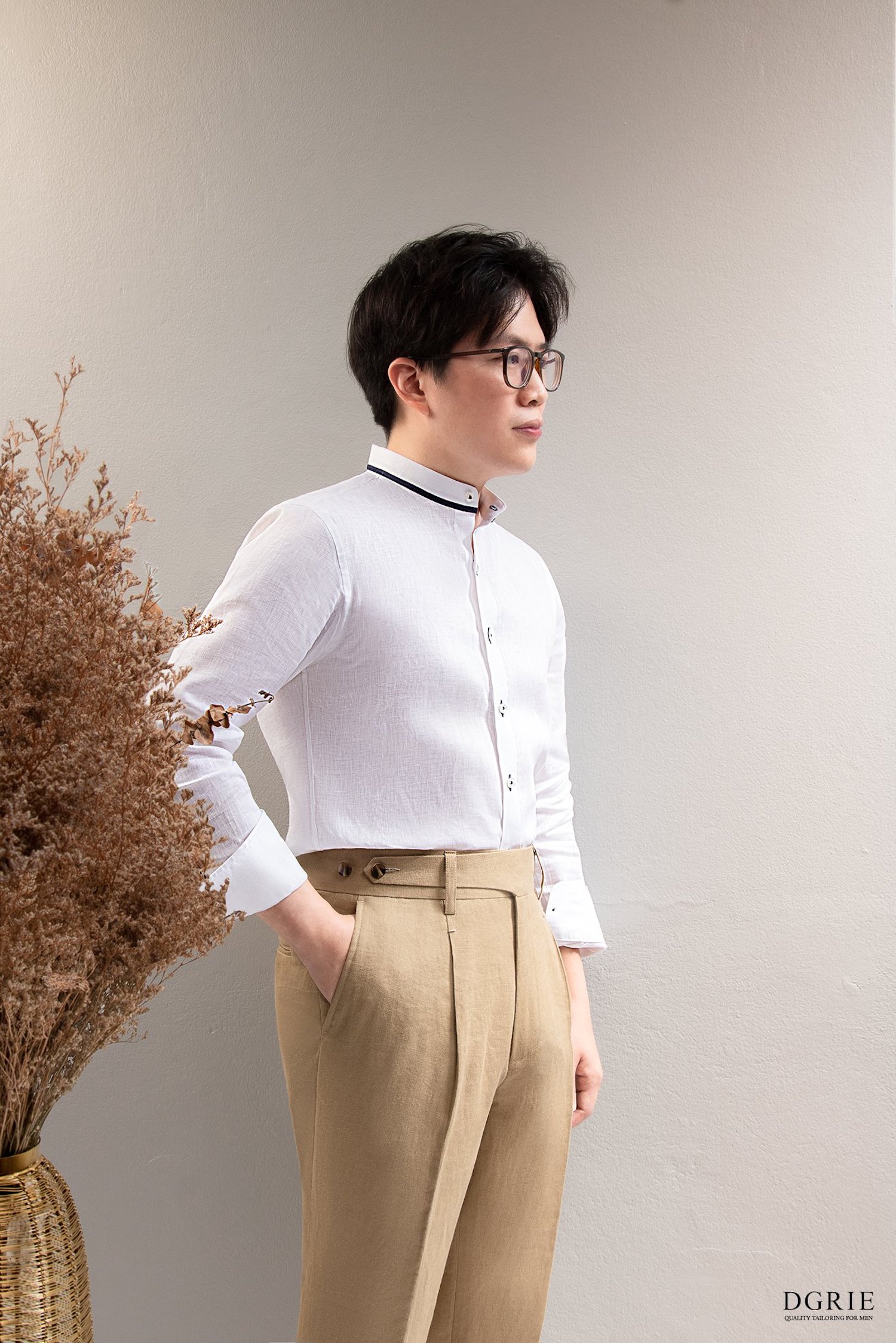 dgrie play collection white linen mandarin collar shirt dgrie 1