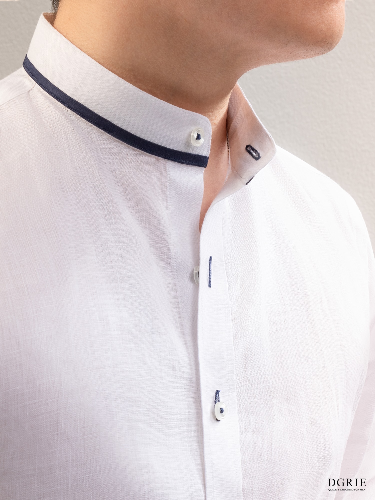 dgrie play collection white linen mandarin collar shirt dgrie 2