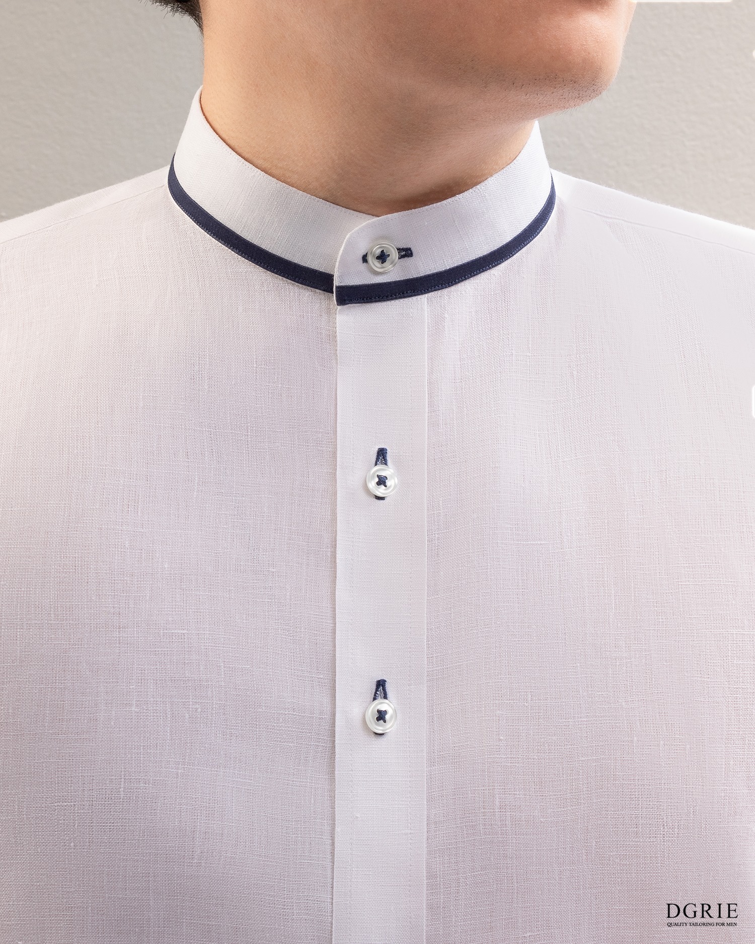 dgrie play collection white linen mandarin collar shirt dgrie 3