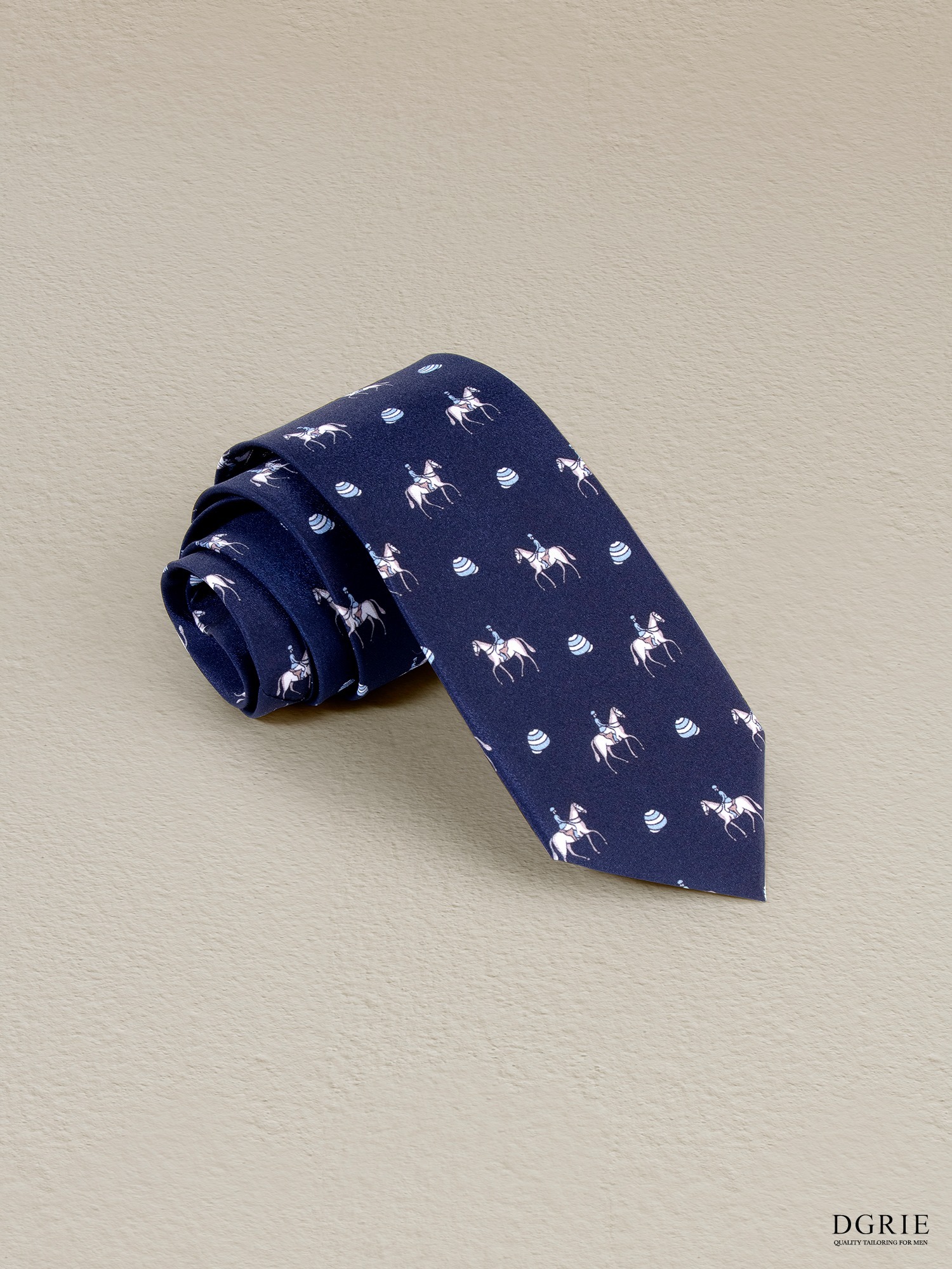 navy blue horse vintage necktie dgrie 3
