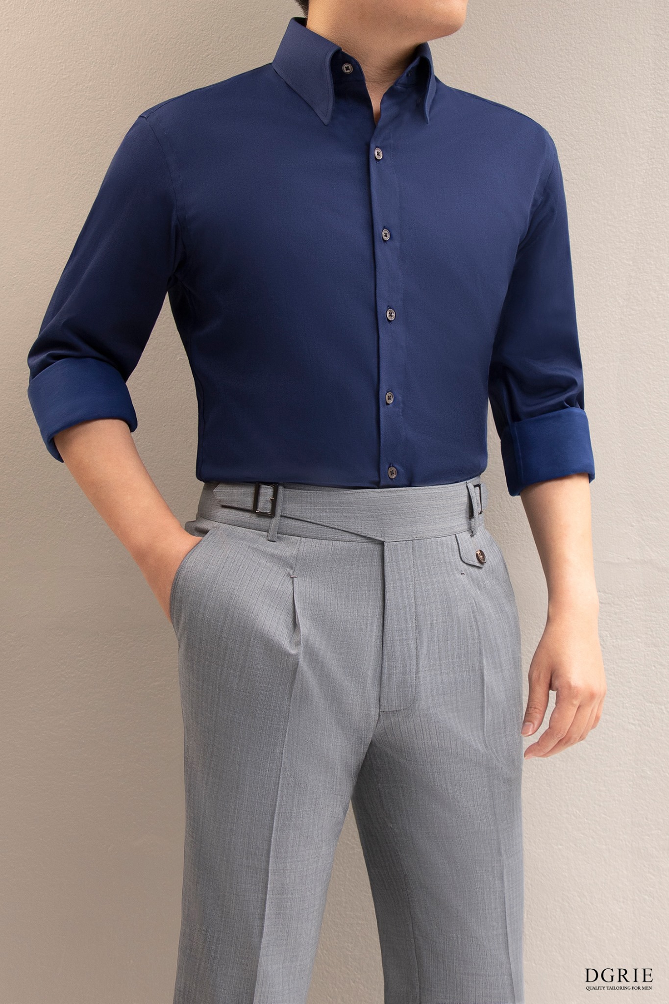 azure blue cotton spandex shirt dgrie 4