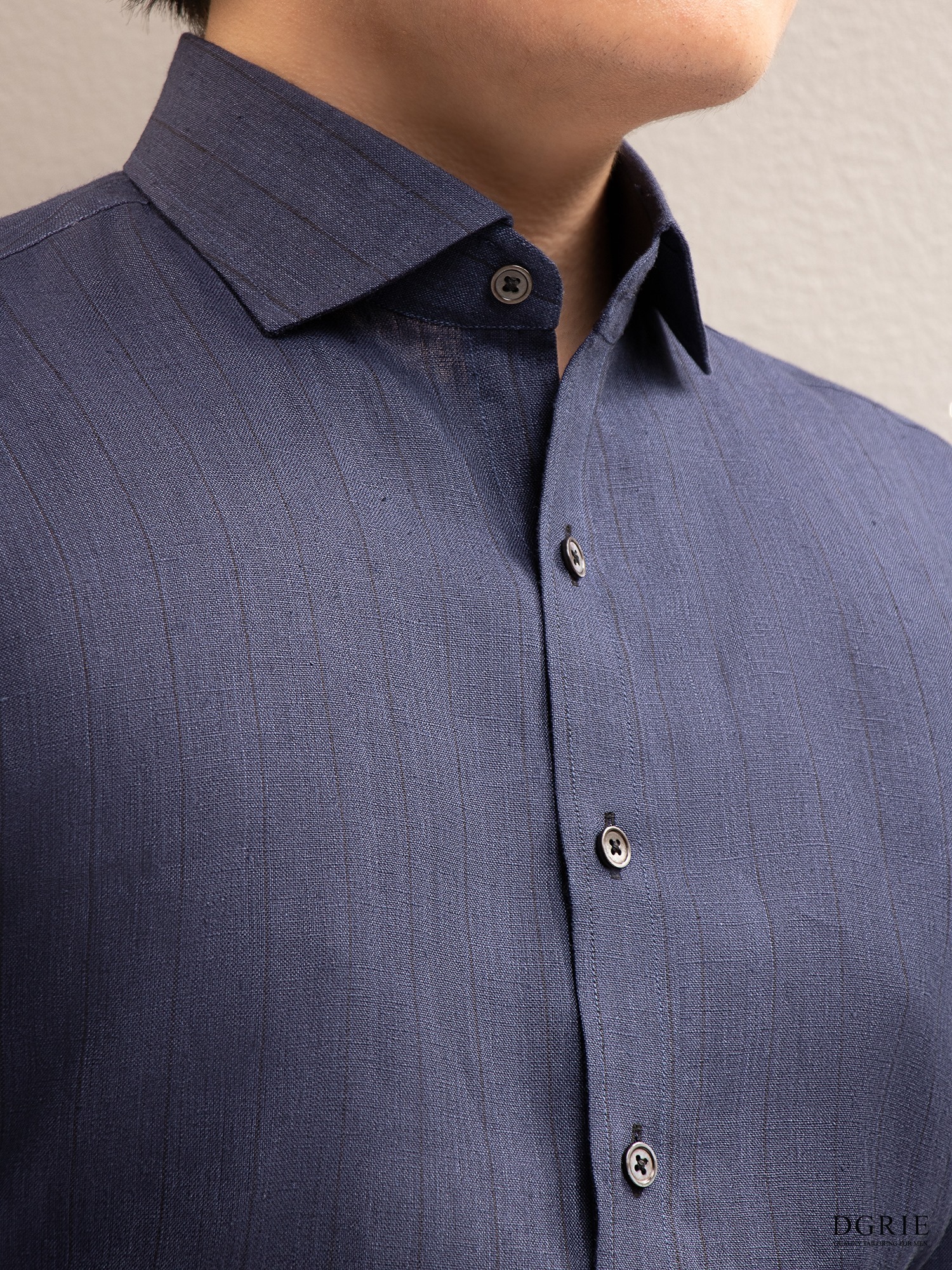 dark ocean blue linen shirt dgrie 4