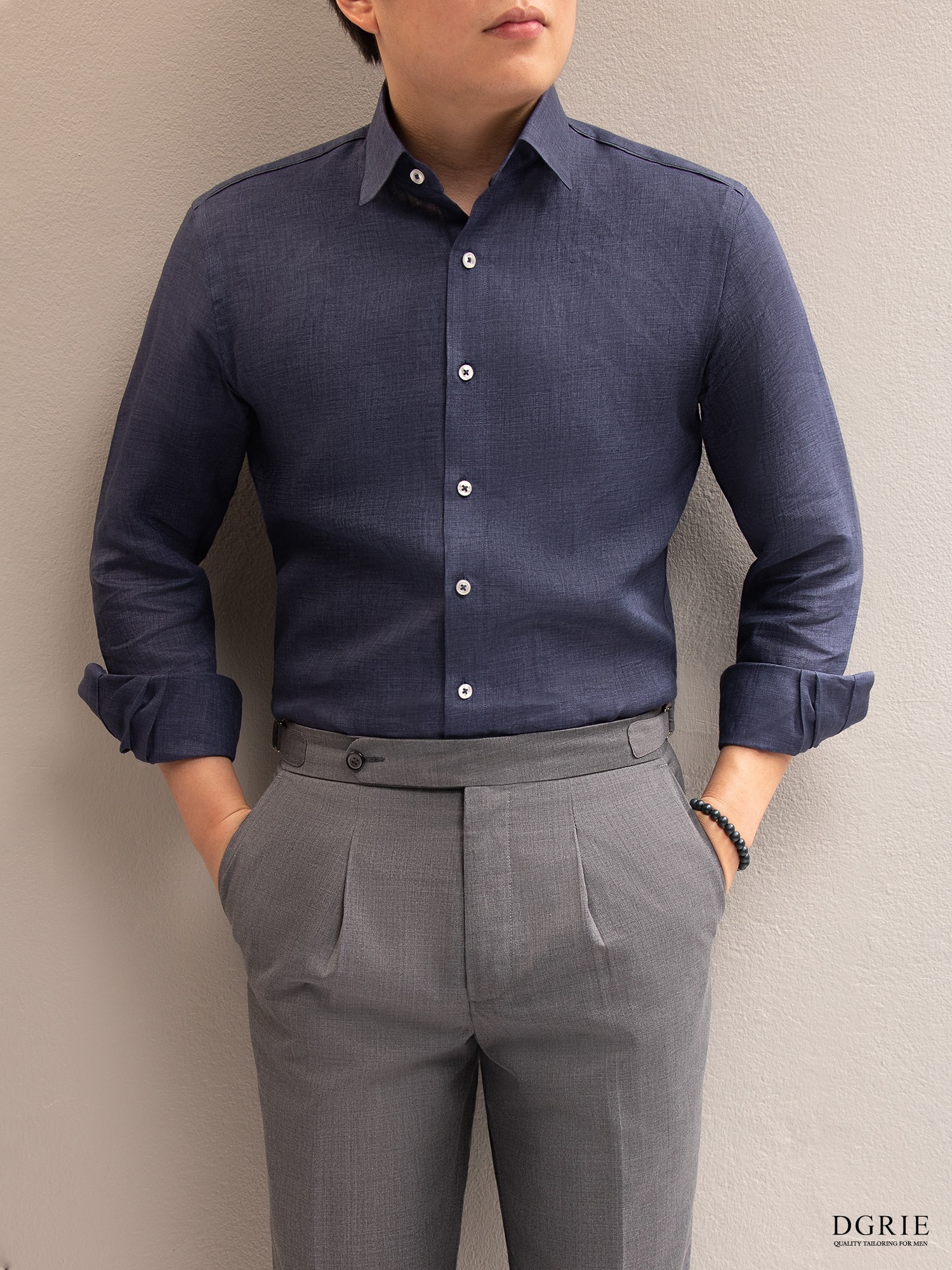 navy blue linen shirt dgrie