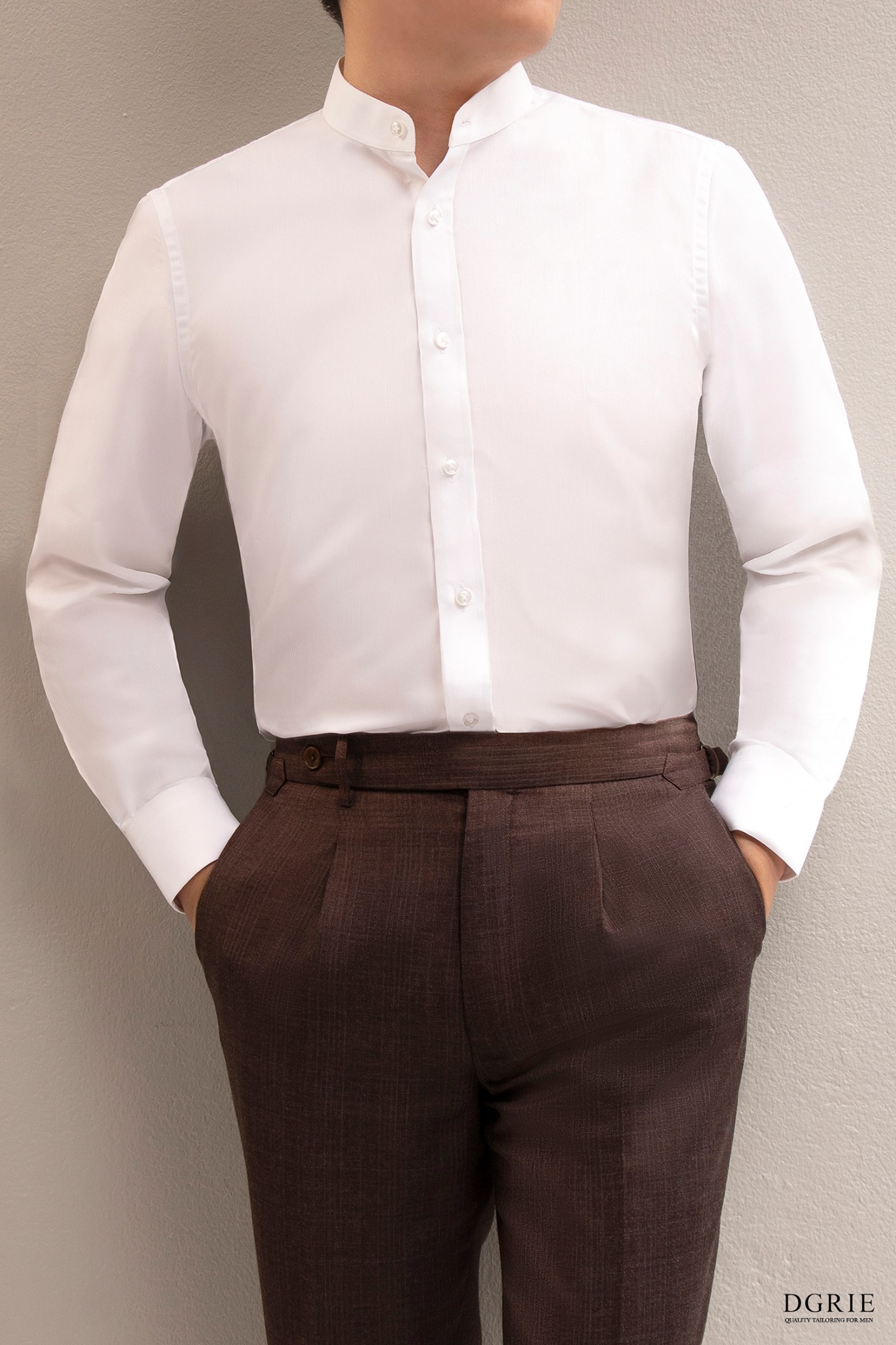 white shirt banded collar dgrie 5