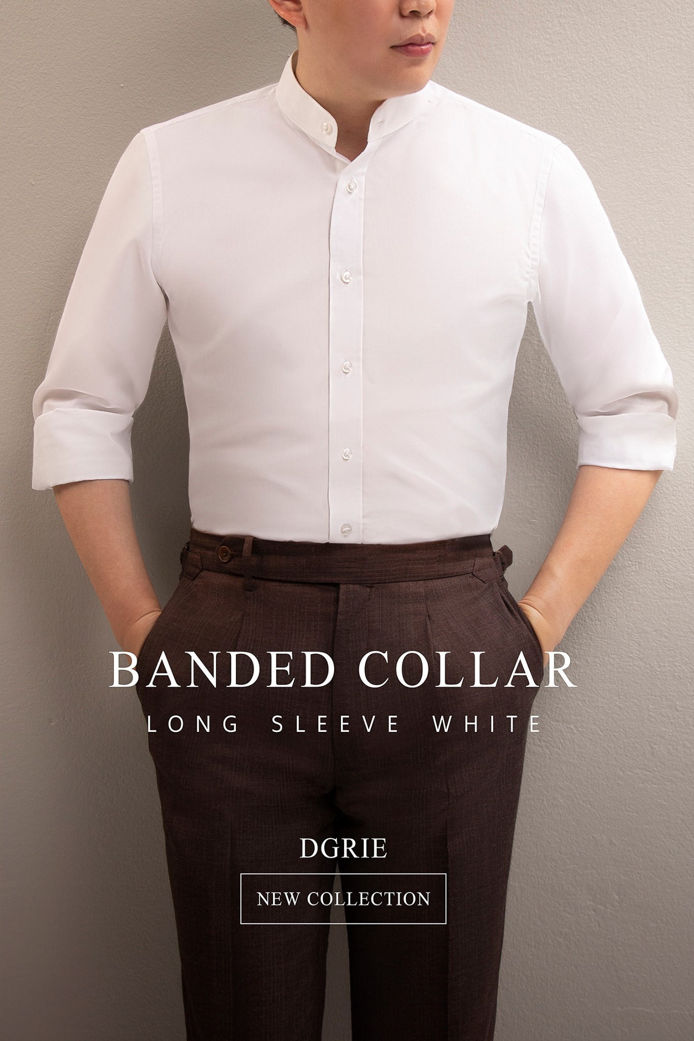 white shirt banded collar dgrie