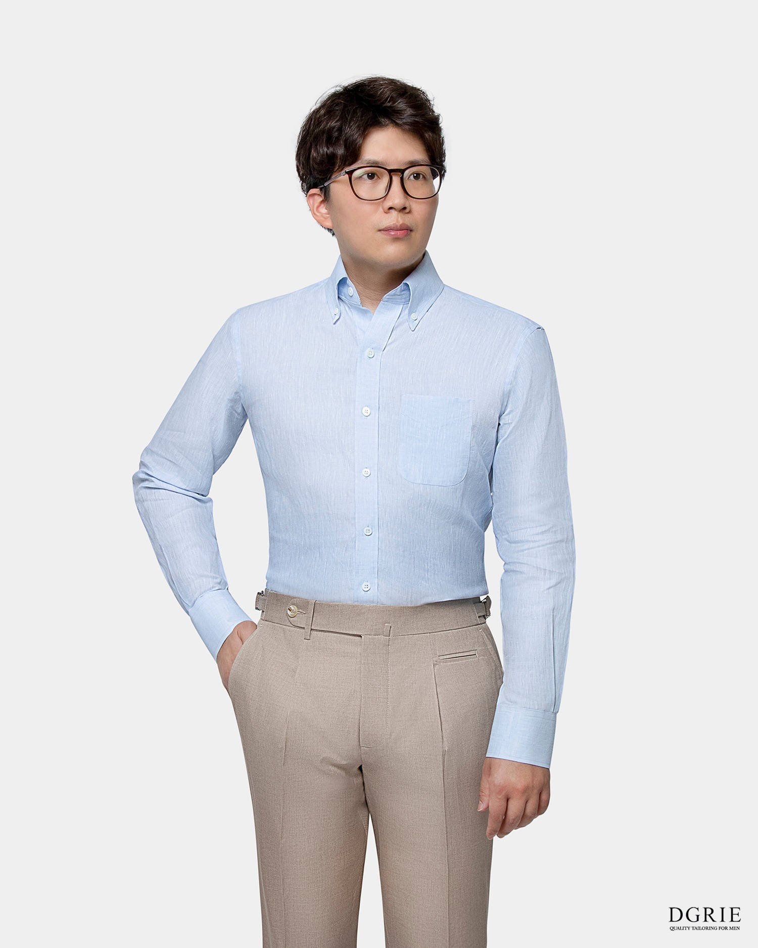 blue button down linen shirt dgrie 3