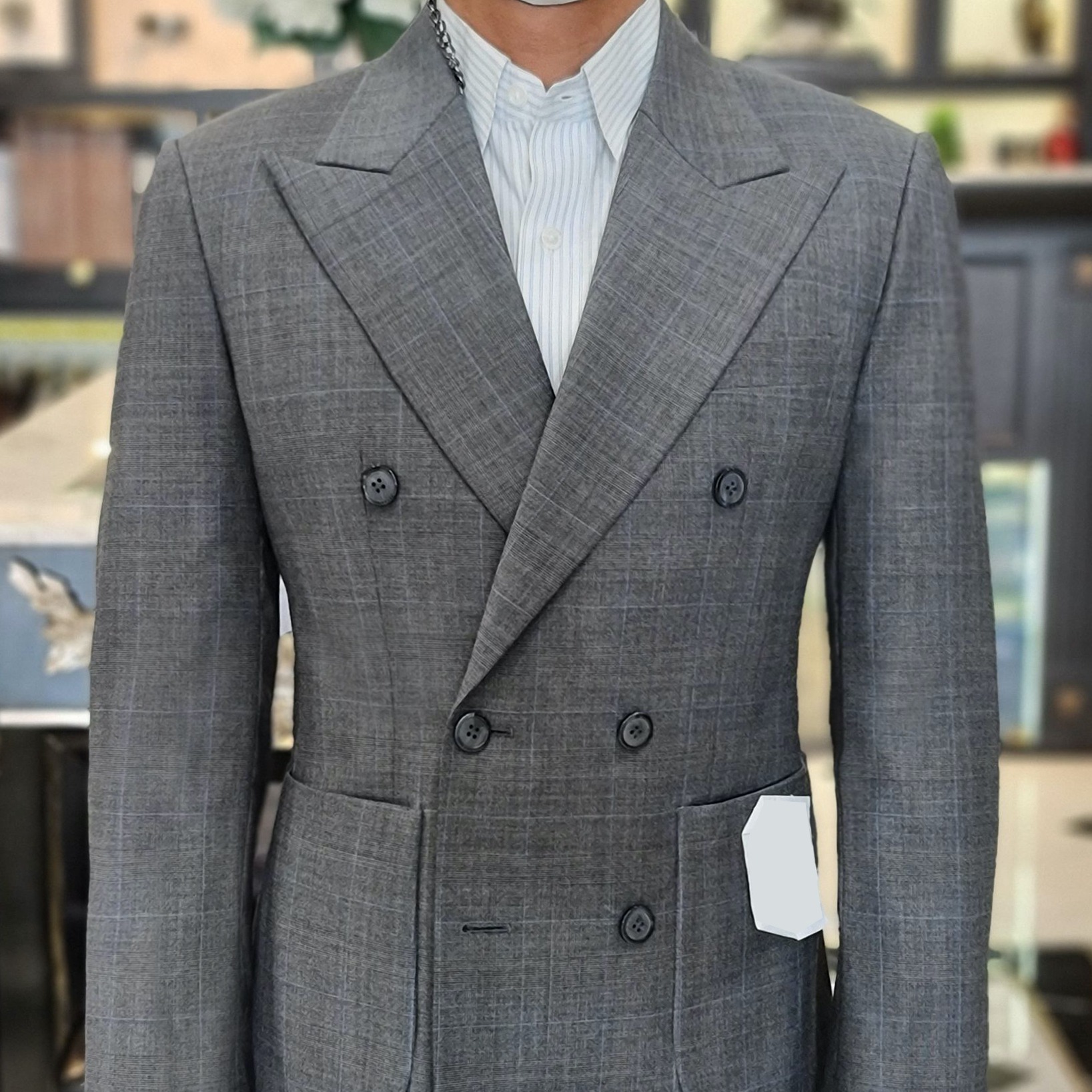 DGRIE DOUBLE BREASTED GREY SUITS: ตัดสูทสีเทากระดุมสองแถว วินเทจ 1 dgrie double breasted grey suits dgrie 2