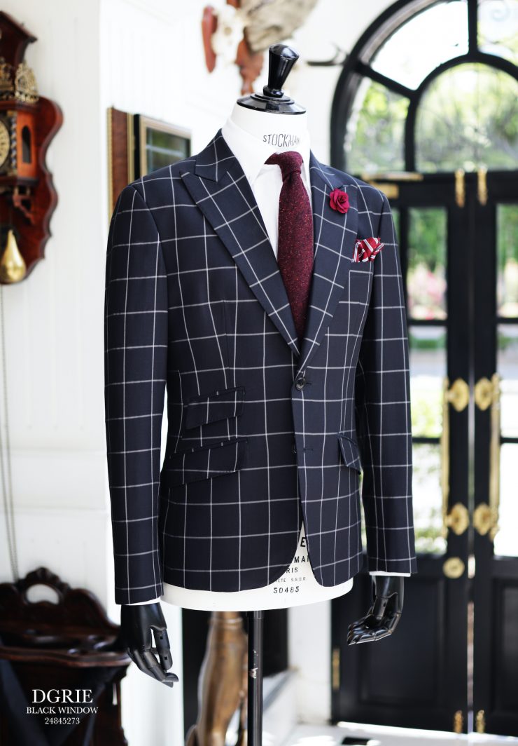 DGRIE BLACK WINDOWPANE SUIT: เสื้อสูทลายตาราง ปกแหลม 2 dgrie windowpane suit dgrie 5