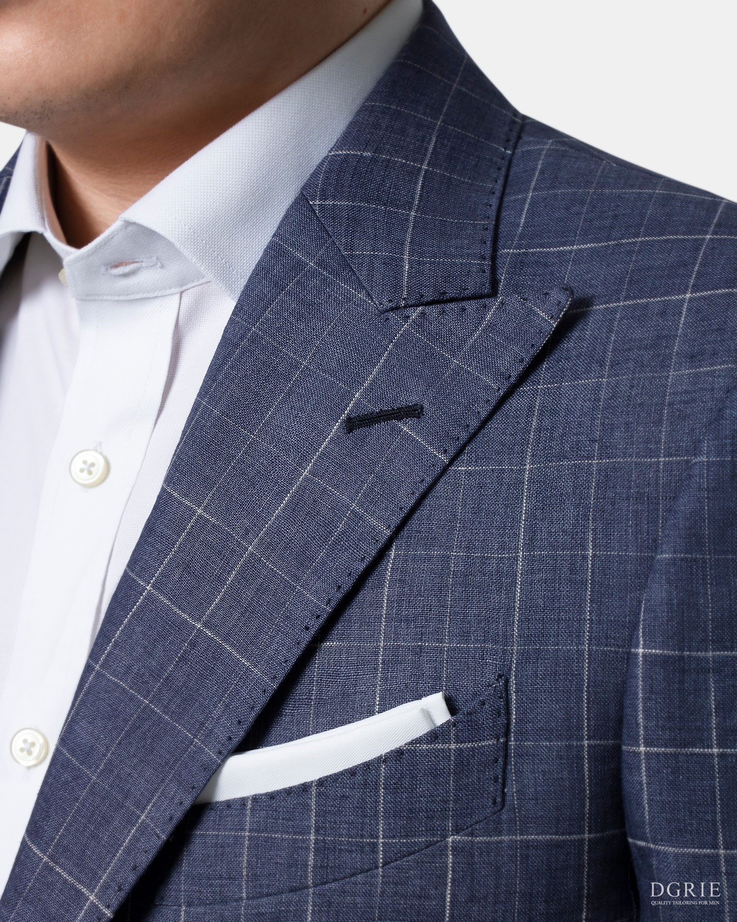 navy windowpane peak linen suit dgrie dgrie 1