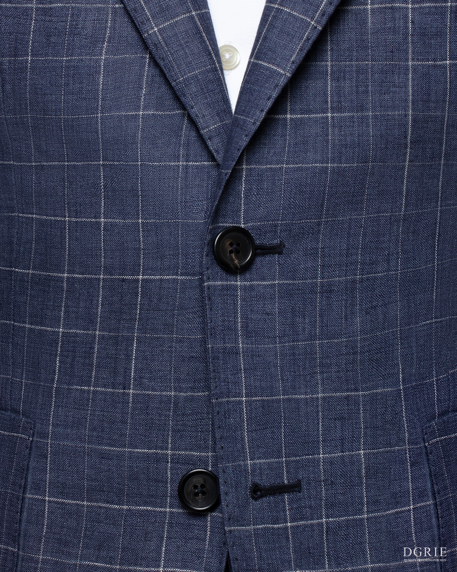navy windowpane peak linen suit dgrie dgrie