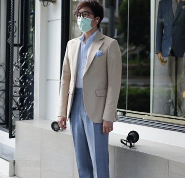 DGRIE BEIGE BLAZER & BLUE : เสื้อสูทสีเบจลายทาง ตัดสูท ปกวินเทจ 13 dgrie beige blazer blue dgrie 2