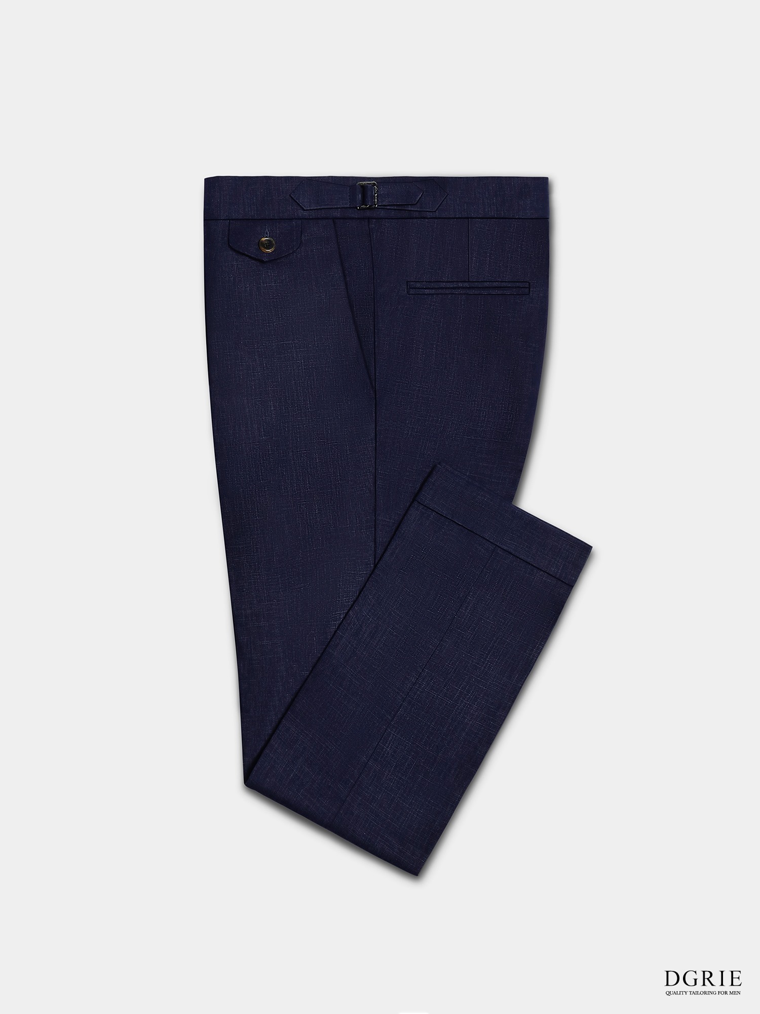 dgrie navy silver buckle pocket linen pants dgrie