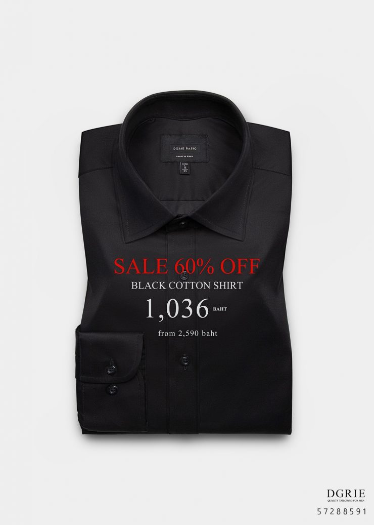 Sale 60% DGRIE "SUPER BLACK SHIRT": เสื้อเชิ้ตสีดำพิเศษ ผ้า 100% Cotton 20 dgrie super black shirt 100 cotton dgrie