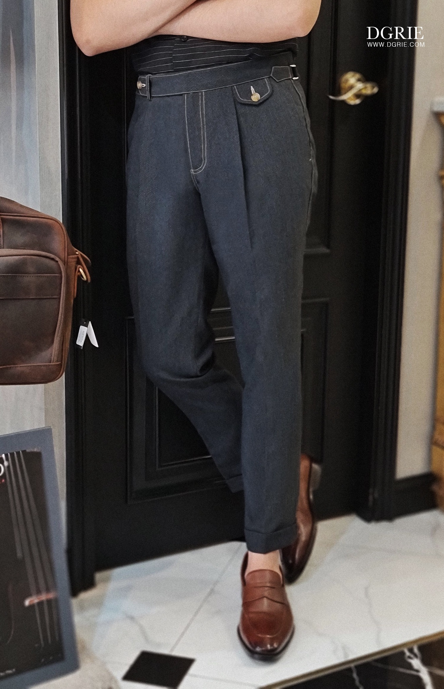 dgrie tanos dark navy wool denim pants dgrie