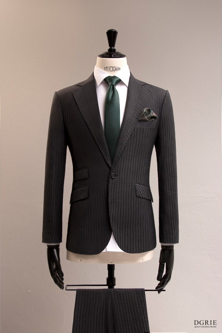 STRIPE 2 TONE BLACK ON GRAY: เสื้อสูทสีดำ สูทดำลายทาง 22 stripe 2 tone black on gray dgrie 3