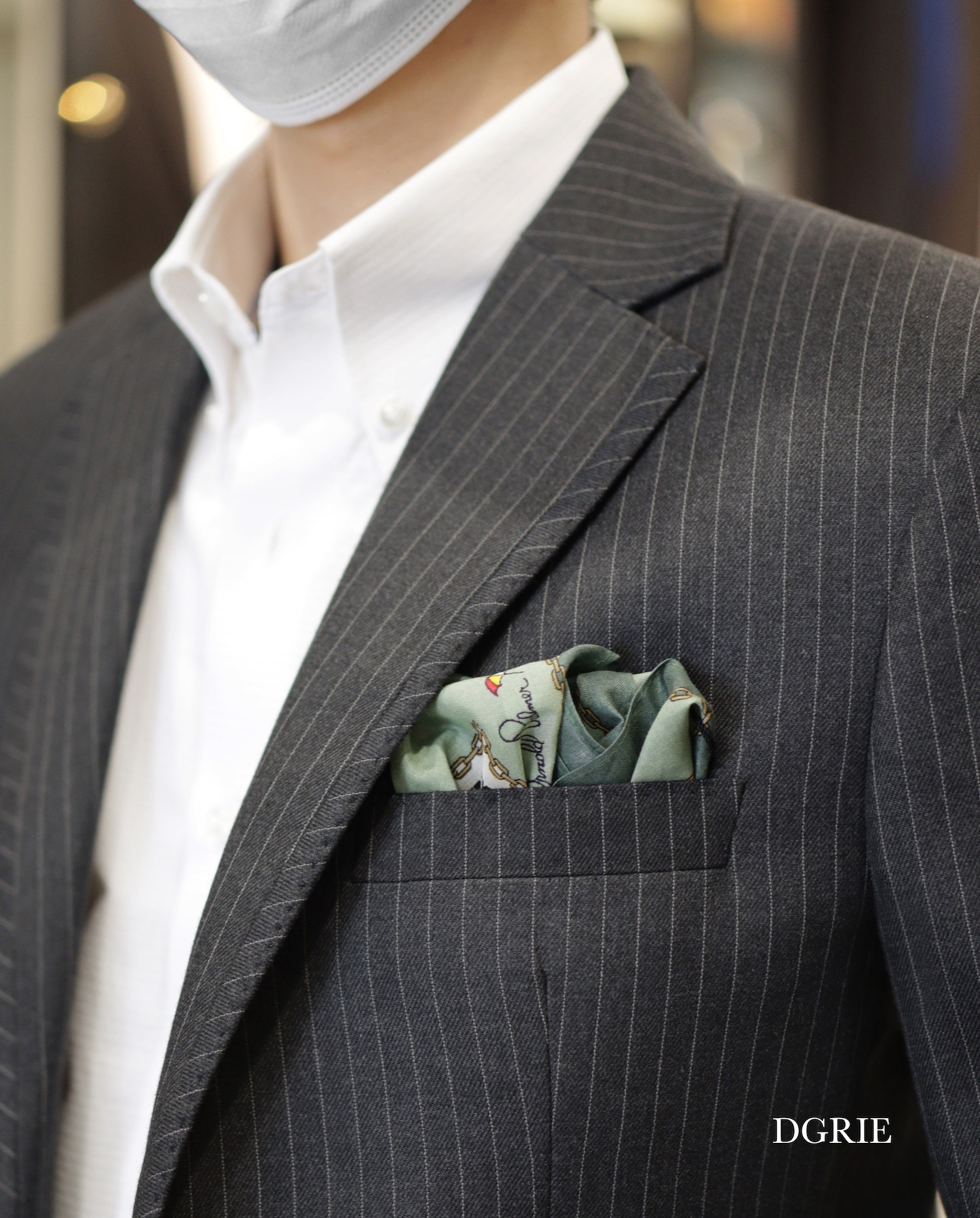 grey pinstipe suit hand made dgrie 1