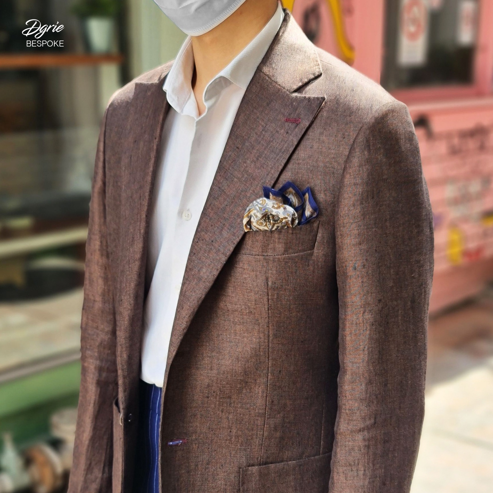 RED BROWN LINEN CLASSIC BLAZER: ตัดสูทลินิน สไตล์วินเทจ สีน้ำตาลไหม้ 1 red brown linen classic blazer dgrie 3