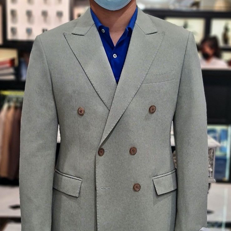 DGRIE BESPOKE: Light Green / Grey Suit: ตัดสูทกระดุมสองแถว 12 dgrie bespoke light green grey suit dgrie 6