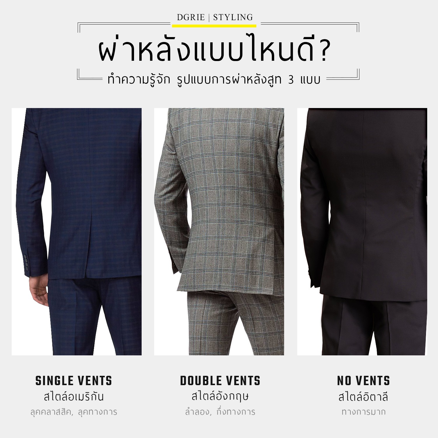 3 types of suit vents 3 dgrie dgrie