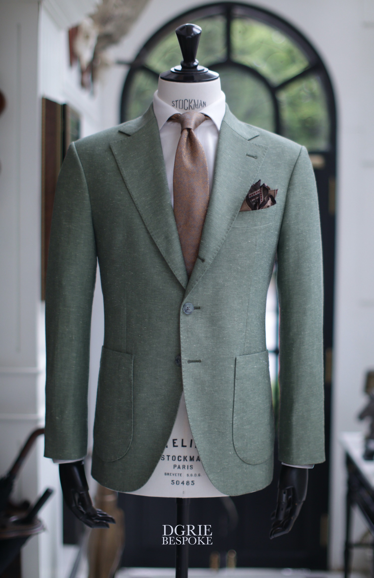 dgrie bespoke green linen cotton blazer dgrie