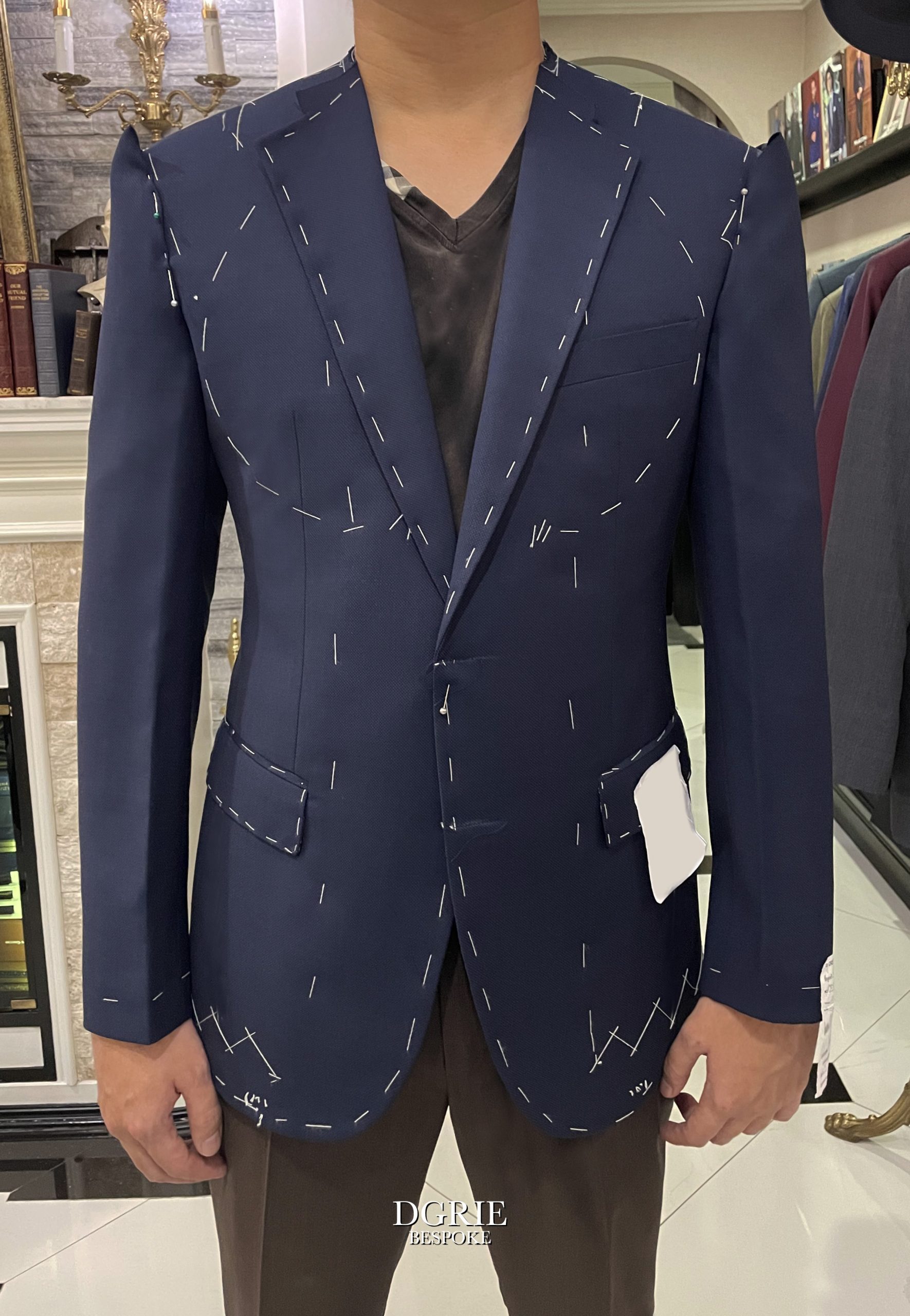 dgrie fitting navy suit brown pants dgrie