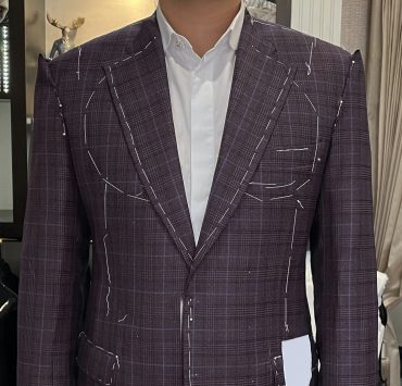 FITTING Red Wine Prince of Wales Jacket: ร้านตัดสูท ตัดสูทผ้าอิตาลี 14 fitting red wine prince of wales jacket dgrie 4