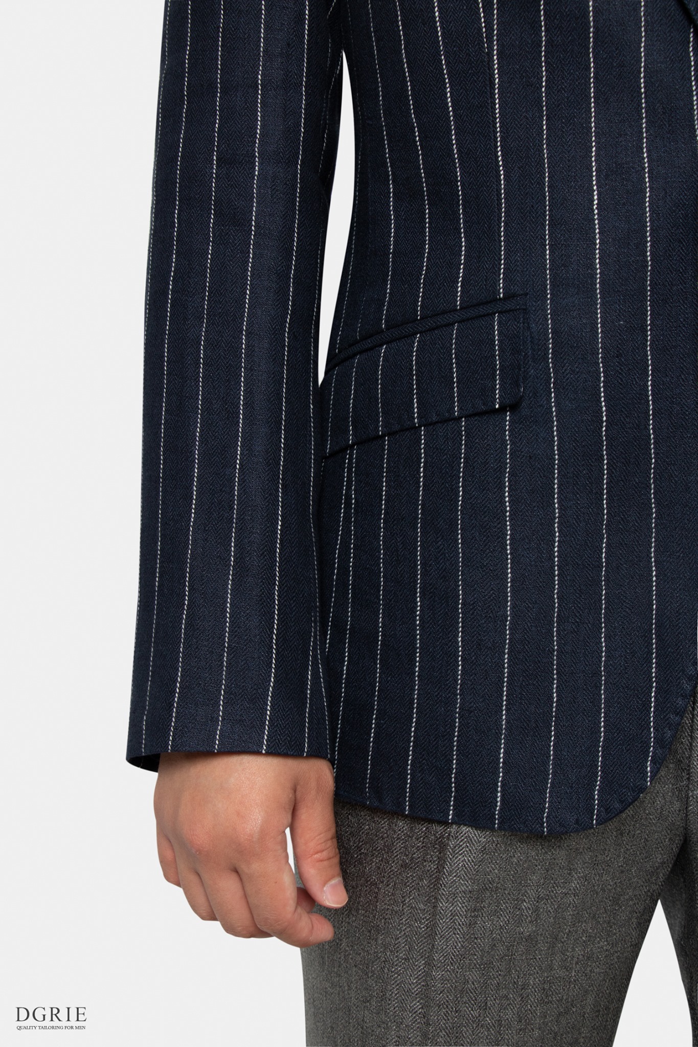 dgrie navy blue pistripe herringbone dgrie
