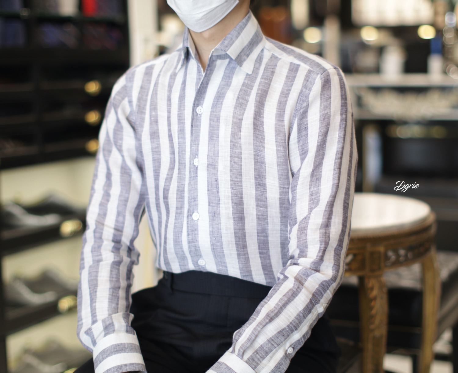 dgrie stripe one piece collar dgrie