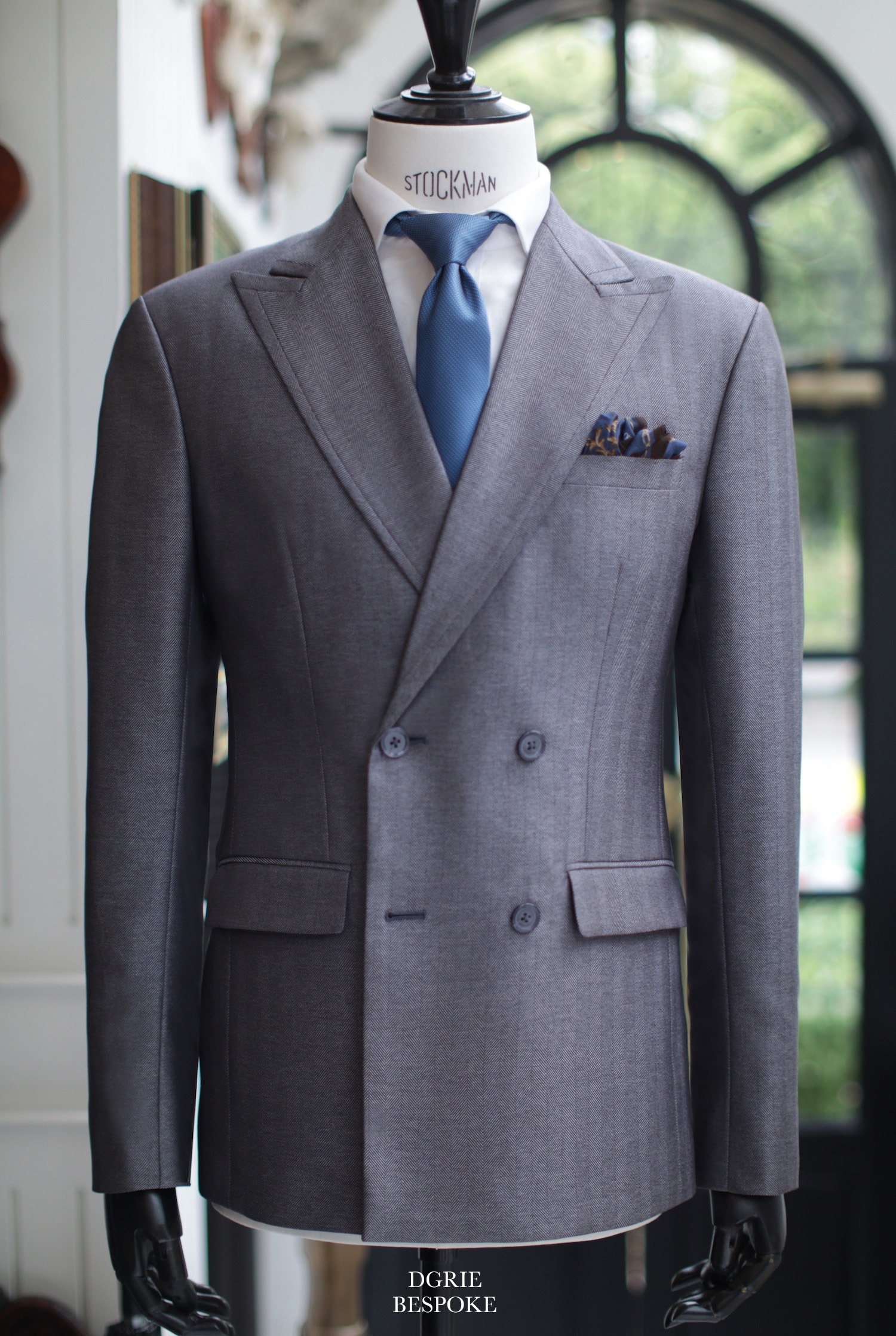 grey herringbone db suits dgrie
