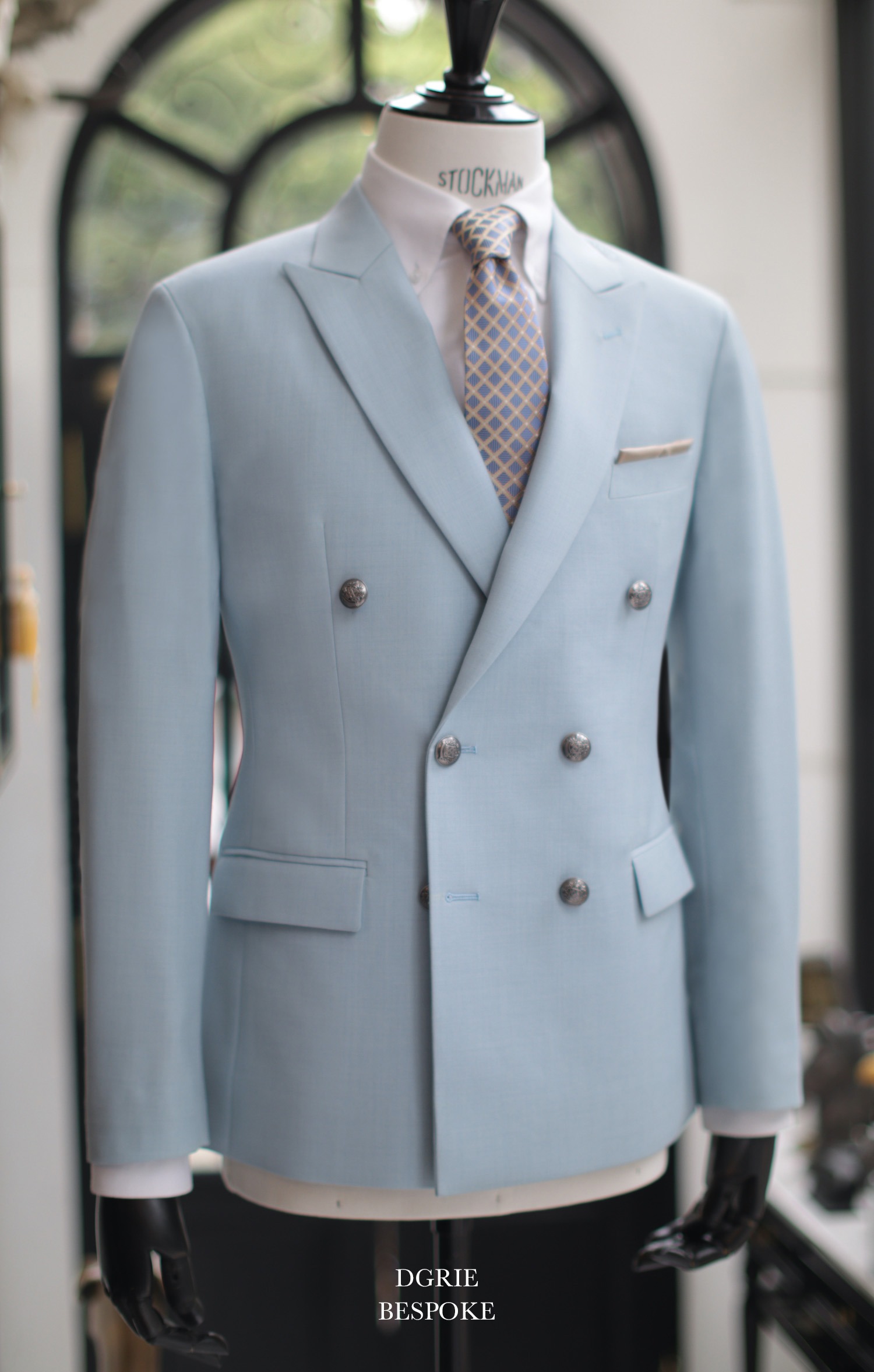 sky blue double breasted suit dgrie 1