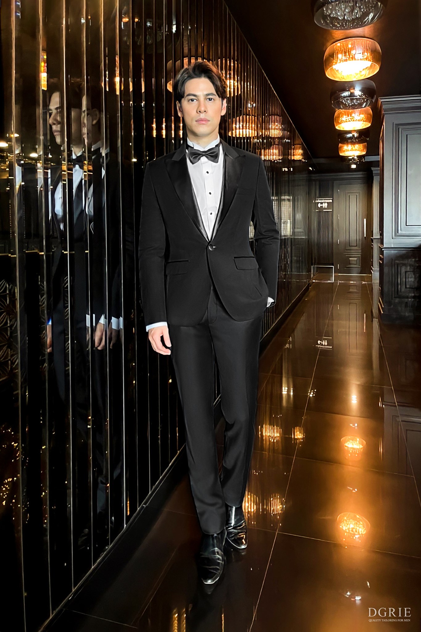 ultra slim black wool tuxedo siwat chotchaicharin dgrie