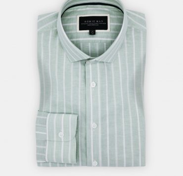 dgrie play green cotton linen stripe shirt dgrie