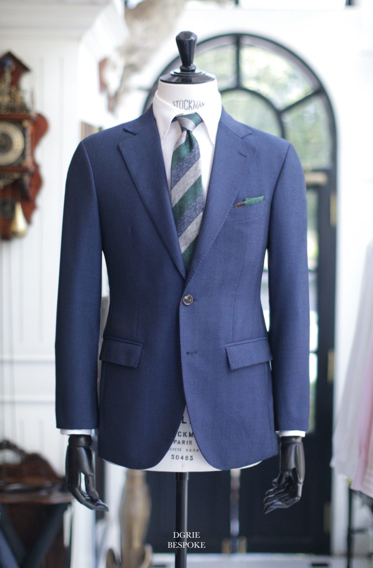 Heavy Herringbone Suit: ตัดสูทสีน้ำเงิน เสื้อสูทลายก้างปลา 22 heavy herringbone suit dgrie