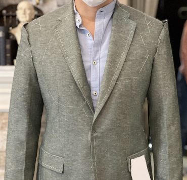 Fitting: ตัดสูท Green Cotton Linen Blazer: สูทสไตล์ แคชชวลคลาสสิค 15 fitting green cotton linen blazer dgrie